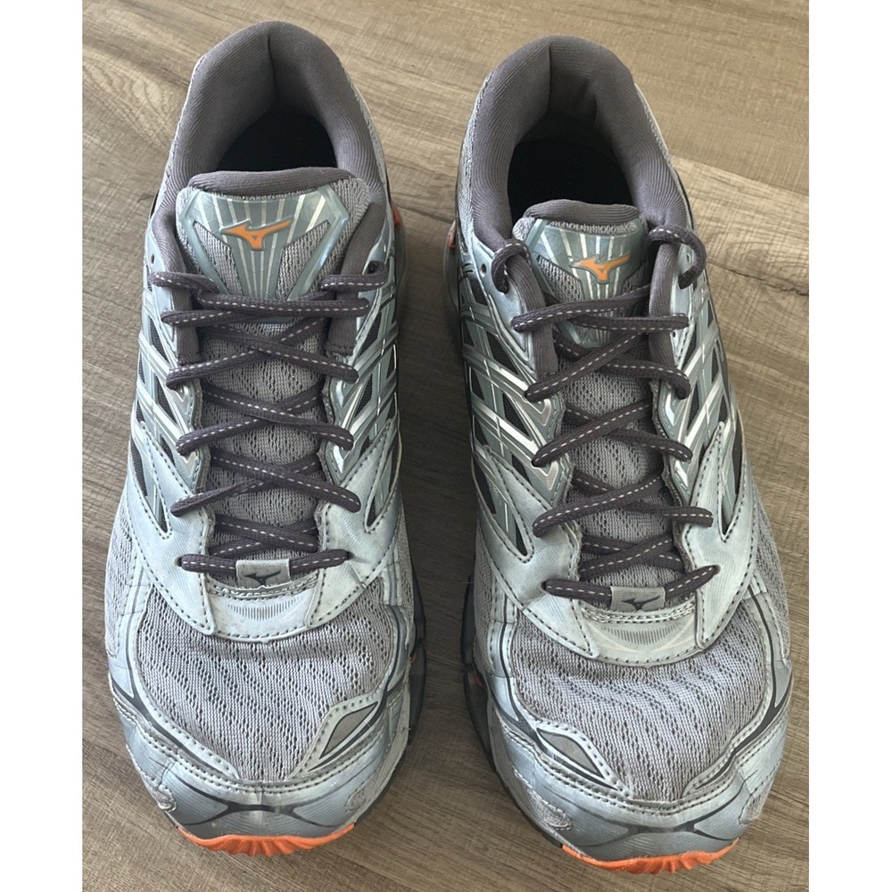 Men's Mizuno Wave Prophecy 8 Grey Orange Athletic Running Sneakers Size 12